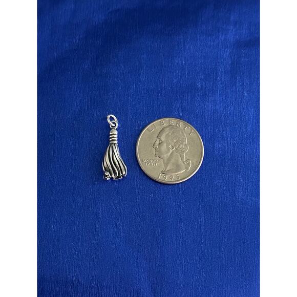 Sterling Silver 3D Oxidized Graduation Tassel Charm Necklace - Picture 5 of 5